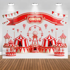 Aperturee - Ferris Wheel Carousel Red Circus Birthday Backdrop