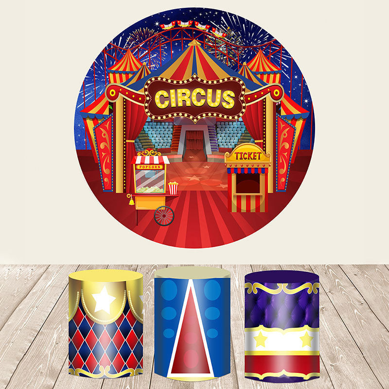 Aperturee Fiesta Circus Themed Happy Birthday Round Backdrop Kit