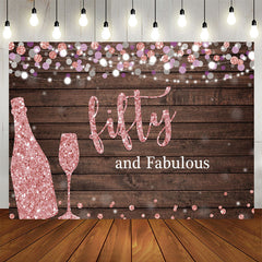 Aperturee - Fifty and Fabulous Wooden Pink Boekh Birthday Backdrop