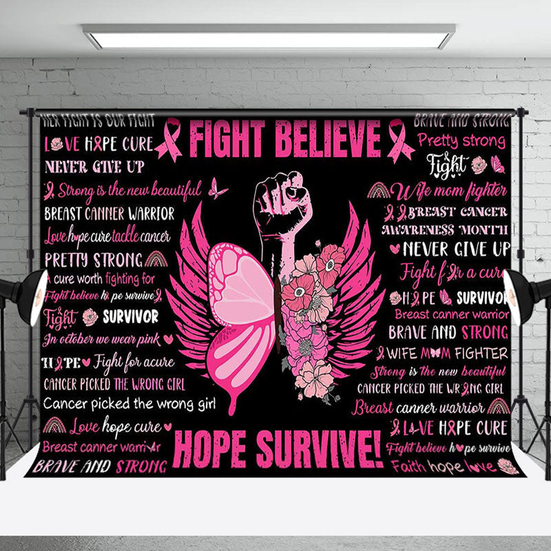 Aperturee - Fight Believe Hope Survive Positive Slogans Backdrop