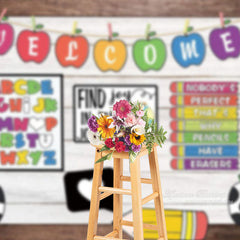 Aperturee - Find Joy Pencil Wooden First Day Kindergarden Backdrop