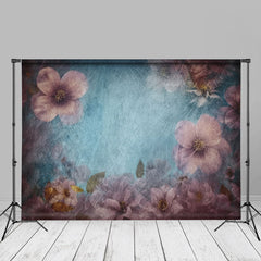 Aperturee - Fine Art Pink Floral Blue Abstract Photo Backdrop