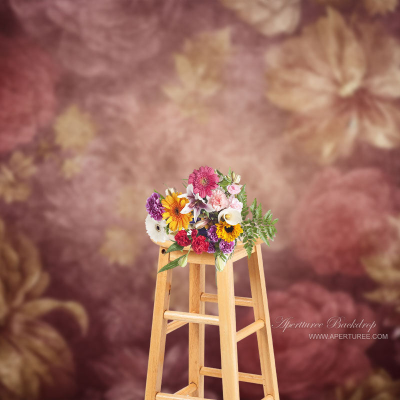 Aperturee - Fine Art Pink Floral Photo Backdrop For Maternity