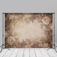 Aperturee - Fine Art Soft Brown Floral Backdrop For Maternity