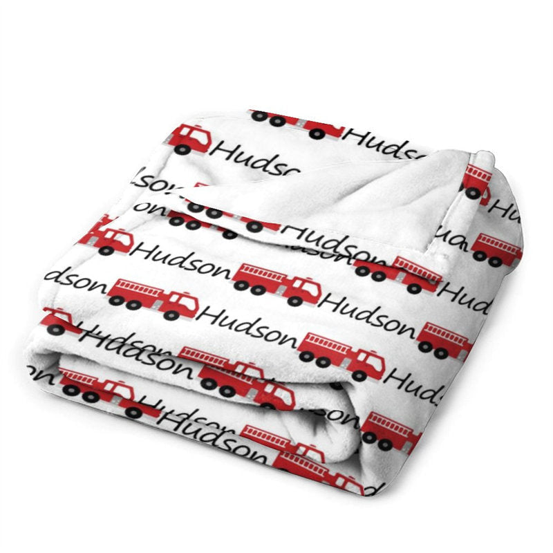 Lofaris Fire Truck Simple Personalized Boys Name Blanket