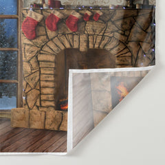 Aperturee - Fireplace Gift Tree Snowin Eve Christmas Backdrop