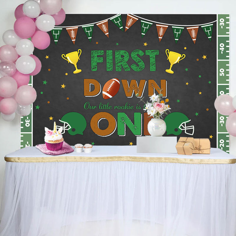 Aperturee - First Down Rookie Sports Boys 1st Birthday Backdrop