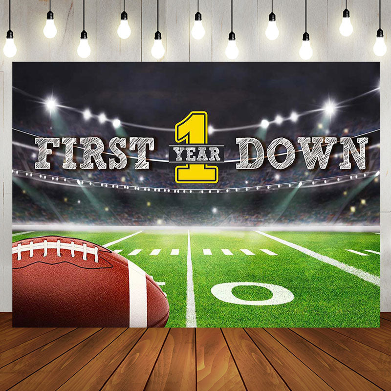 Aperturee - First Down Rugby Field Sport 1st Birthday Backdrop