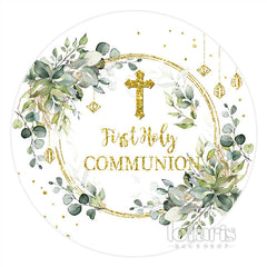 Aperturee First Holy Communion Cross Circle Christening Backdrop