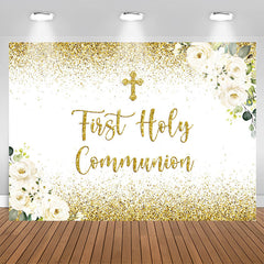 Aperturee - First Holy Communion Golden Bokeh Backdrop for Kids