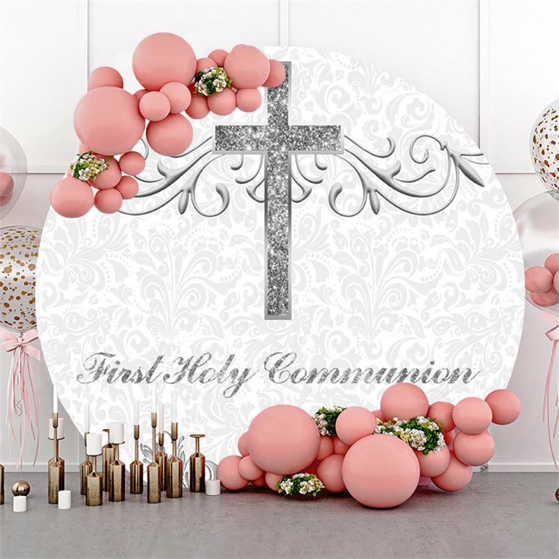 Aperturee - First Holy Communion Sliver Round baptism Backdrop