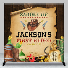 Aperturee - First Redeo Cowboy Wooden Custom Birthday Backdrop