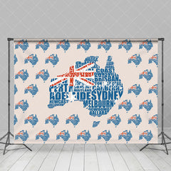 Aperturee - Flag Map Tiles Happy Australia Day Party Backdrop