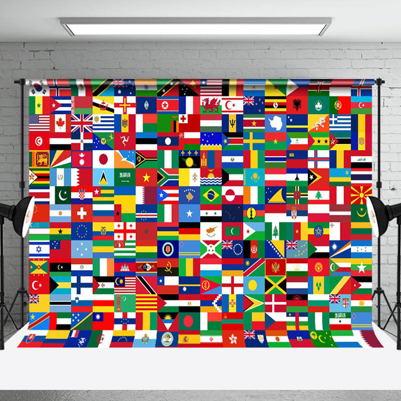 Aperturee - Flag Of All Countries World Map Backdrop For Party