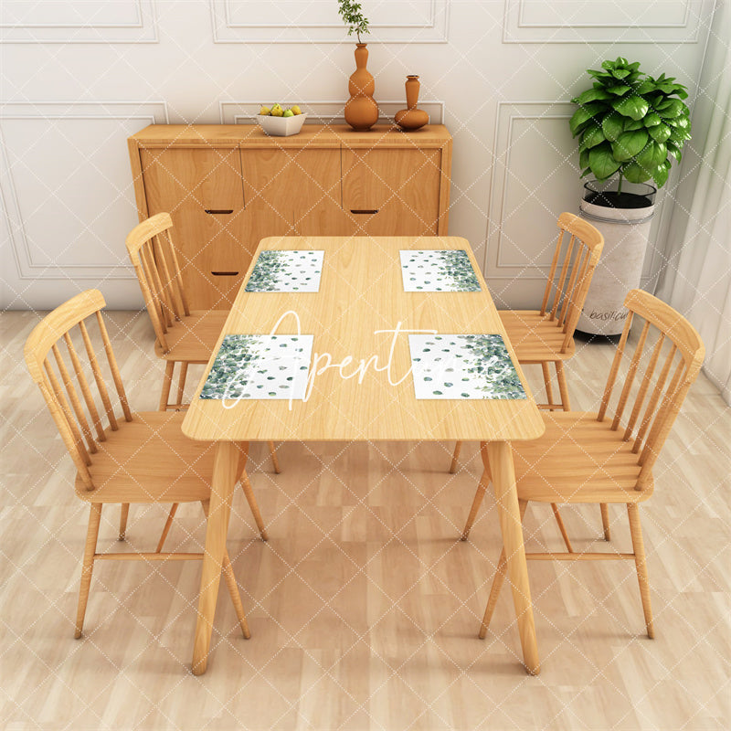 Aperturee - Float Greenery Leaf Spring Dining Set Of 4 Placemats