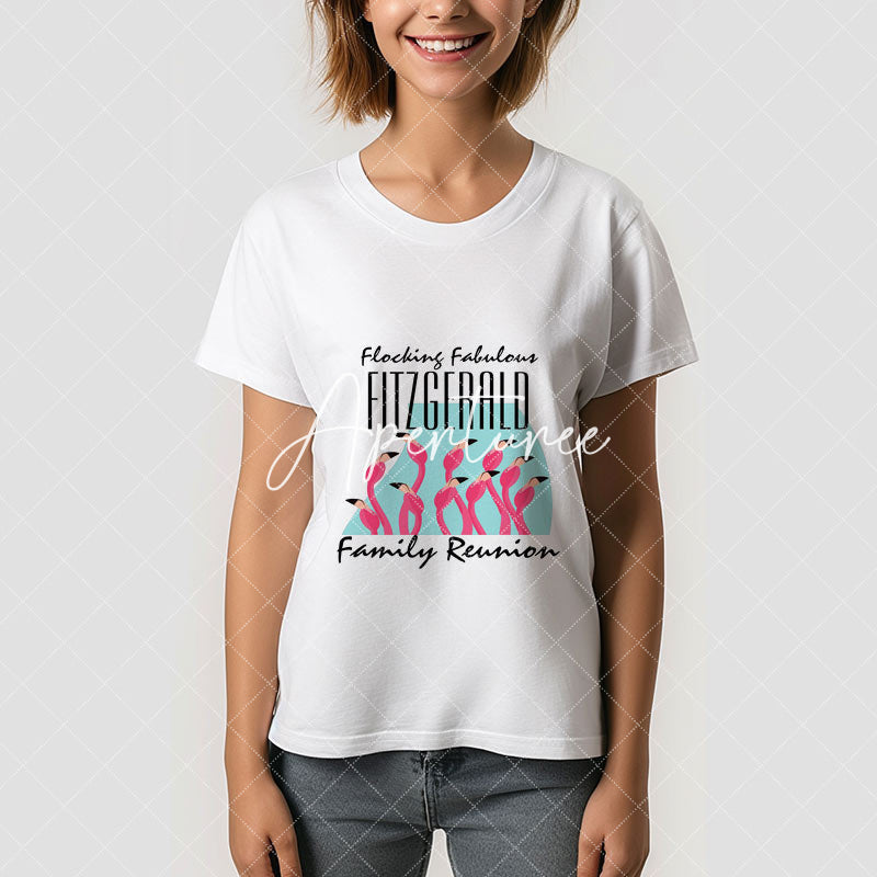 Aperturee - Flocking Fabulous Flamingos Family Reunion T-Shirt