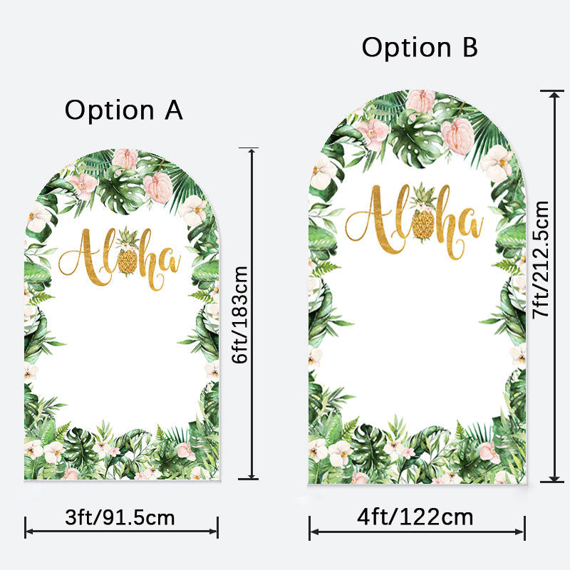 Aperturee - Floral Aloha Summer Party Double Sided Arch Backdrop