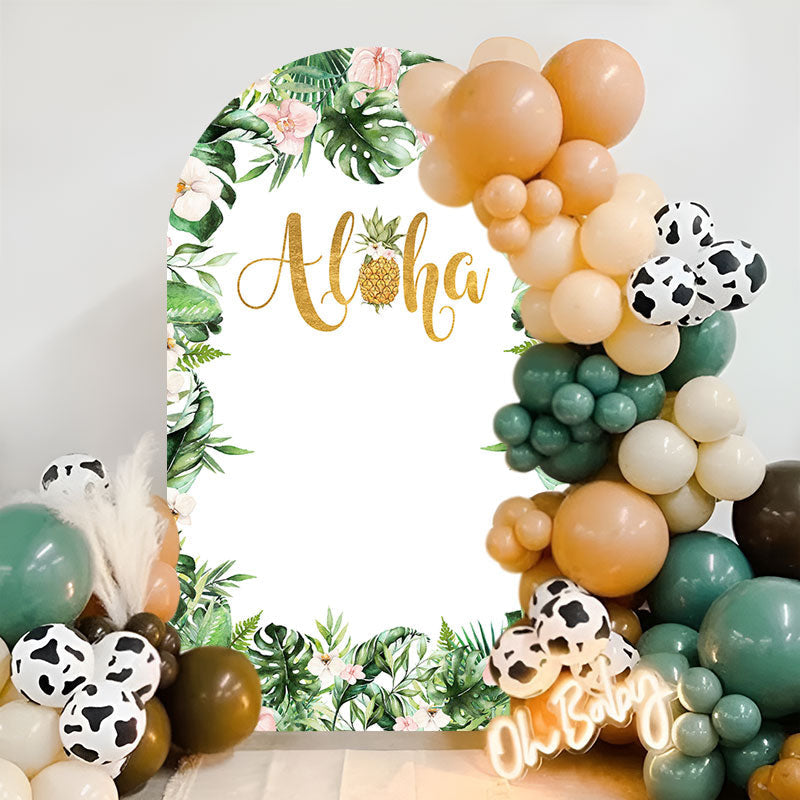 Aperturee - Floral Aloha Summer Party Double Sided Arch Backdrop