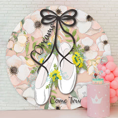 Aperturee - Floral And Dancing Shoes Round Birthday Backdrop