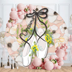 Aperturee - Floral And Dancing Shoes Round Birthday Backdrop