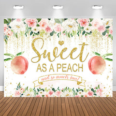 Aperturee - Floral And Glitter Sweet Peach Baby Shower Backdrop