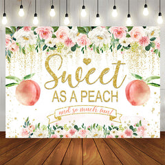 Aperturee - Floral And Glitter Sweet Peach Baby Shower Backdrop