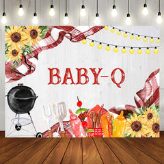 Aperturee - Floral Baby Q Barbecue Picnic Gender Reveal Backdrop