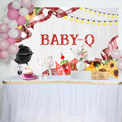 Aperturee - Floral Baby Q Barbecue Picnic Gender Reveal Backdrop