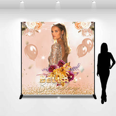 Aperturee - Floral Balloon Custom Photo Women Birthday Backdrop