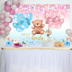 Aperturee - Floral Balloon Star Teddy Bear Baby Shower Backdrop