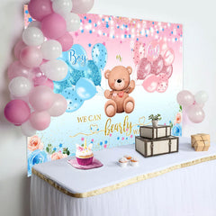 Aperturee - Floral Balloon Star Teddy Bear Baby Shower Backdrop