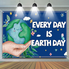 Aperturee - Floral Blue Save Planet Earth Day Theme Backdrop