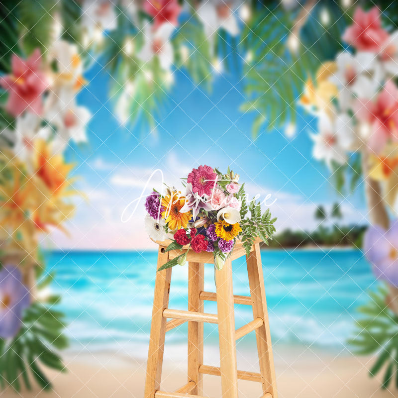 Aperturee - Floral Blue Sky Beach Sunshine Summer Scenery Backdrop