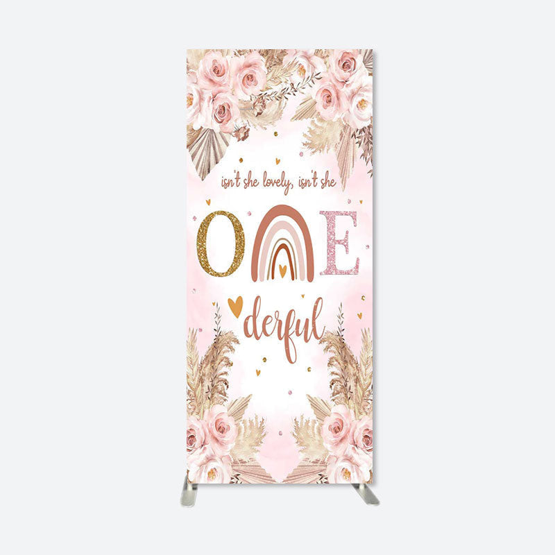 Aperturee - Floral Boho 1st Birthday Rectangular Arch Backdrop