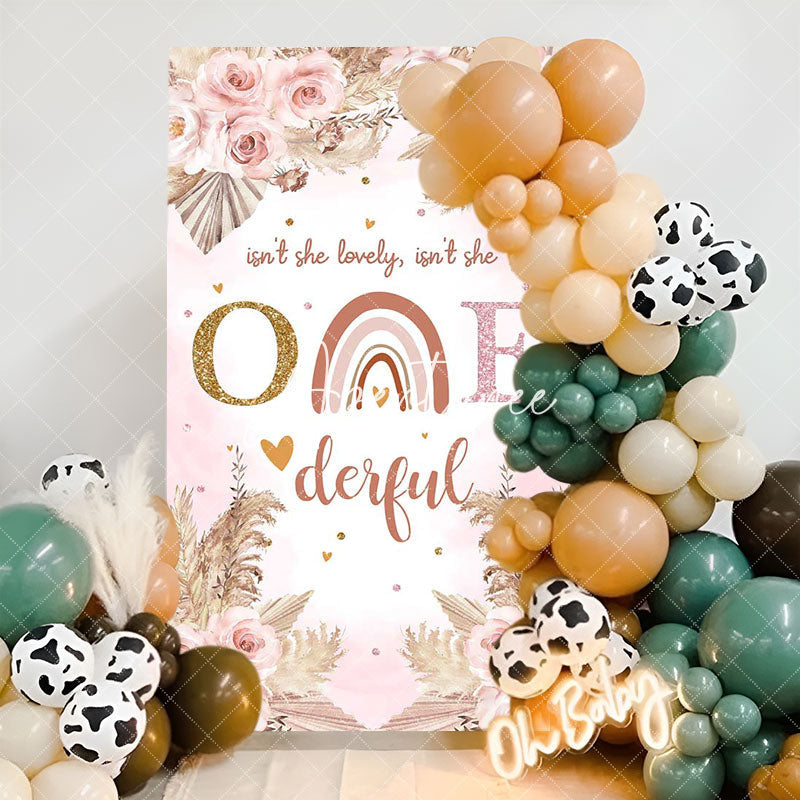 Aperturee - Floral Boho 1st Birthday Rectangular Arch Backdrop