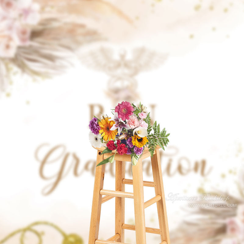 Aperturee - Floral Boho Elegant Nurse Grad Photo Backdrop