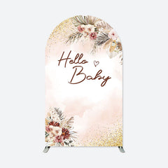 Aperturee - Floral Boho Hello Baby Double Sided Arch Backdrop