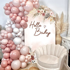 Aperturee - Floral Boho Hello Baby Double Sided Arch Backdrop