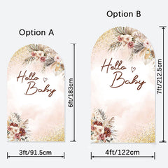 Aperturee - Floral Boho Hello Baby Double Sided Arch Backdrop