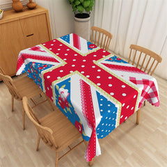 Aperturee - Floral British Flag White Dots Rectangle Tablecloth