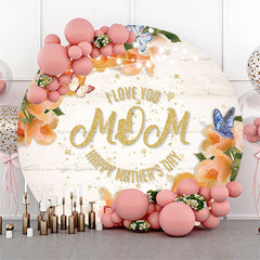 Aperturee - Floral Butterfly Wood Round Mothers Day Backdrop