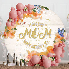 Aperturee - Floral Butterfly Wood Round Mothers Day Backdrop