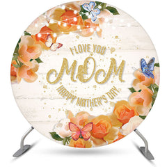 Aperturee - Floral Butterfly Wood Round Mothers Day Backdrop