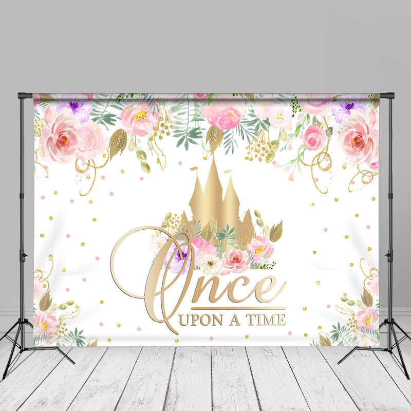 Aperturee - Floral Castle Dot Once Upon A Time Spring Backdrop