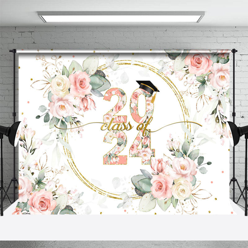 Aperturee - Floral Class Of 2024 Grad Photography Backdrop