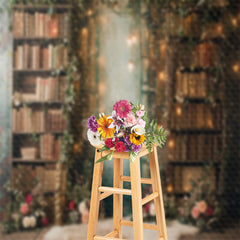 Aperturee - Floral Cluster Leaves Bookshelf Spring Photo Backdrop