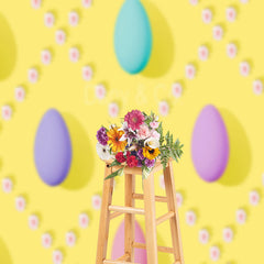 Aperturee - Floral Colorful Eggs Yellow Easter Photo Backdrops