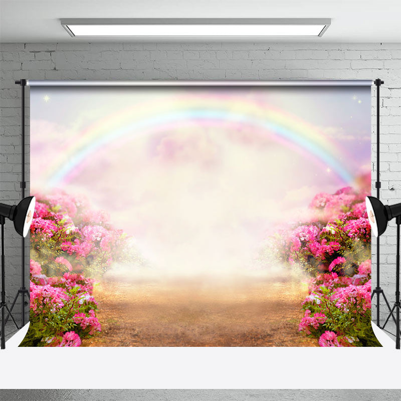 Aperturee - Floral Colorful Rainbow Cloud Spring Photo Backdrop