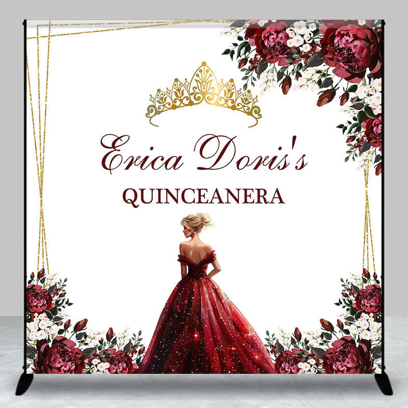 Aperturee - Floral Crown Princess Custom Quinceanera Backdrop