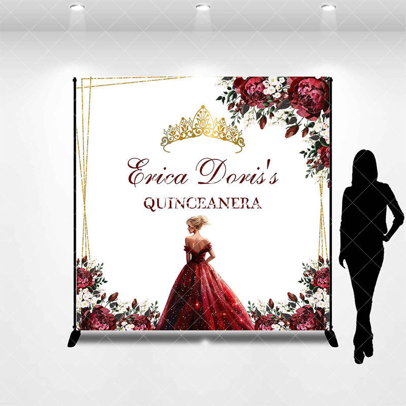 Aperturee - Floral Crown Princess Custom Quinceanera Backdrop